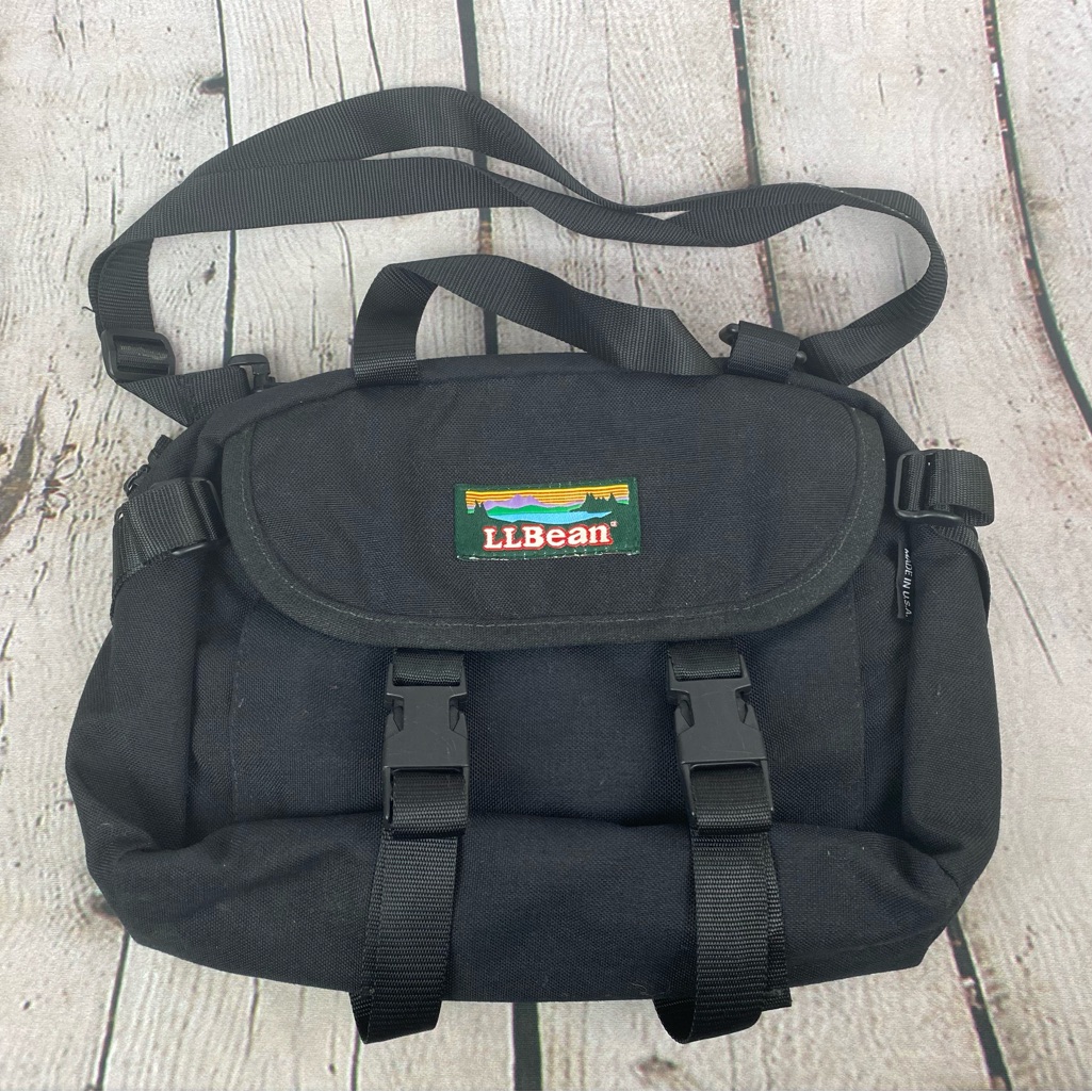 Vintage Ll Bean Waist Adjustable Black Hiking Camping Bag Euc